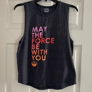 Stars Wars may the Force Be with You Womens Size M Medium Republic Tank Top Gray
